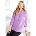 thumbnail image 3 of Catherines Women's Plus Size Petite Light And Airy Y-Neck Blouse, 3 of 6