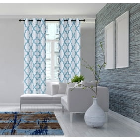 2 Piece 7lo Slate Blue Geometric Blackout Lined Grommet Window