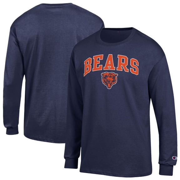Men's Champion Navy Chicago Bears Arch Over Logo Long Sleeve T-Shirt