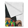 thumbnail image 2 of Cartoon Soft Flannel Fleece Throw Blanket, Fun Hipster Monkey with Colorful Sunglasses and Hat Rapper Hippie Ape Art, Cozy Plush for Indoor and Outdoor Use, 70" x 90", Brown Black White, by Ambesonne, 2 of 5