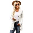 thumbnail image 1 of Women's Cable Knit Long Sleeve Sweater Button Open Front Cardigan Loose Outerwear with Pocket, 1 of 8