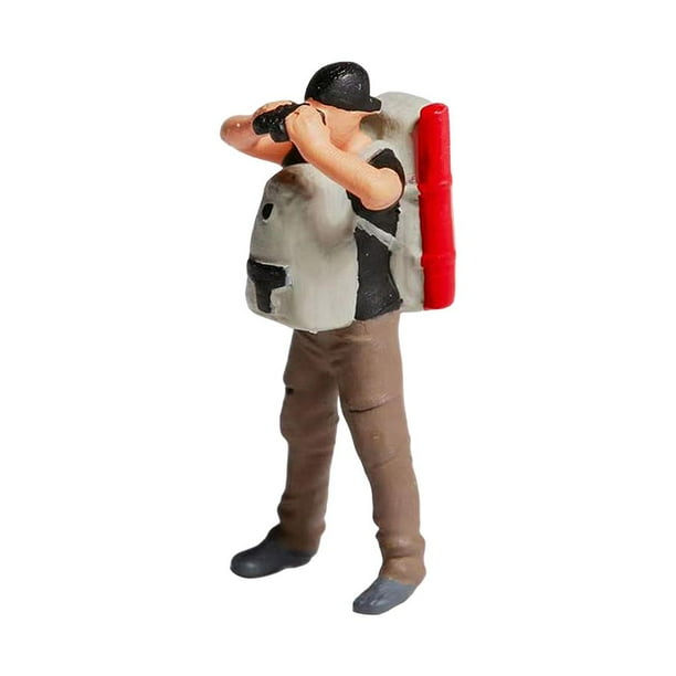 Figuras de resina a escala 1/87, personajes en miniatura para microescenas, escenografía DIY. Mochila beige A