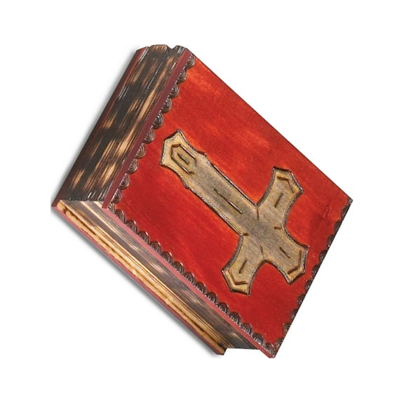 Wooden Mahogany Finished Cross Book Box Designer Jewelry by Sweet Pea