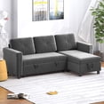 thumbnail image 1 of ZAFLY Sectional Sleeper Sofa with Reversible Left/Right Storage Chaise,Modern Futon Sofa Bed L-Shaped Couch Bed,Dutch Velvet Pull Out Sofa Couch Bed for Living Room/Apartment (Dark Gray), 1 of 7