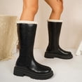 thumbnail image 4 of Womans Boots Winter Women Thickened Fleece Knee High Long Boots Chunky Heel Versatile Thick-Soled Warm Snow Boots for Casual Outdoor, 4 of 9