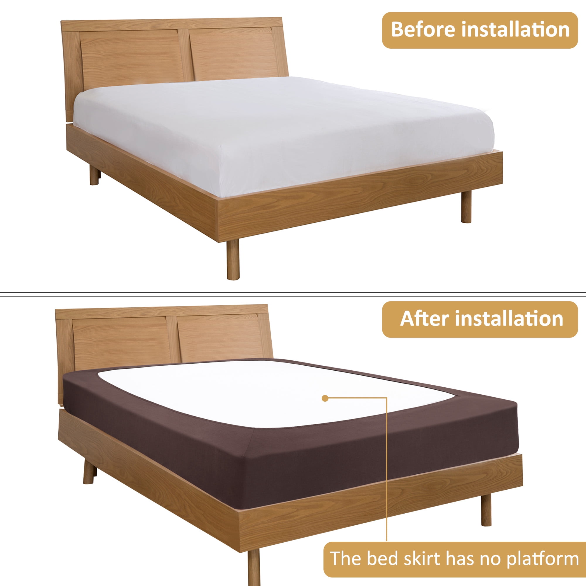 Unique Bargains Box Spring Cover Wrap Around 4 Sides Stretchy King Brown
