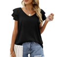 thumbnail image 3 of Womens Ruffle Sleeve T Shirts Petal Sleeve V Neck Casual Tees Summer Basic Tops, 3 of 6