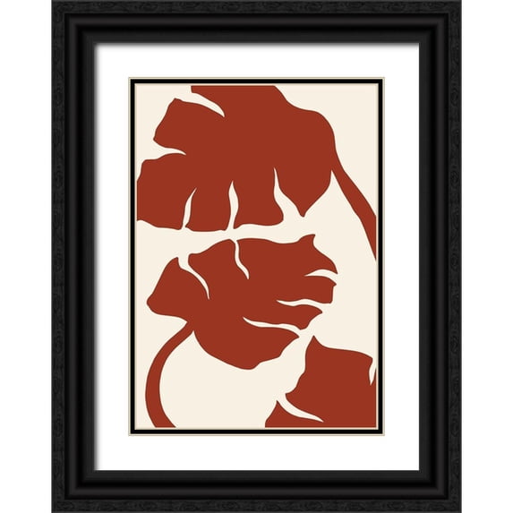 Artographie Studio 18x24 Black Ornate Wood Framed with Double Matting Museum Art Print Titled - Monstera Brown