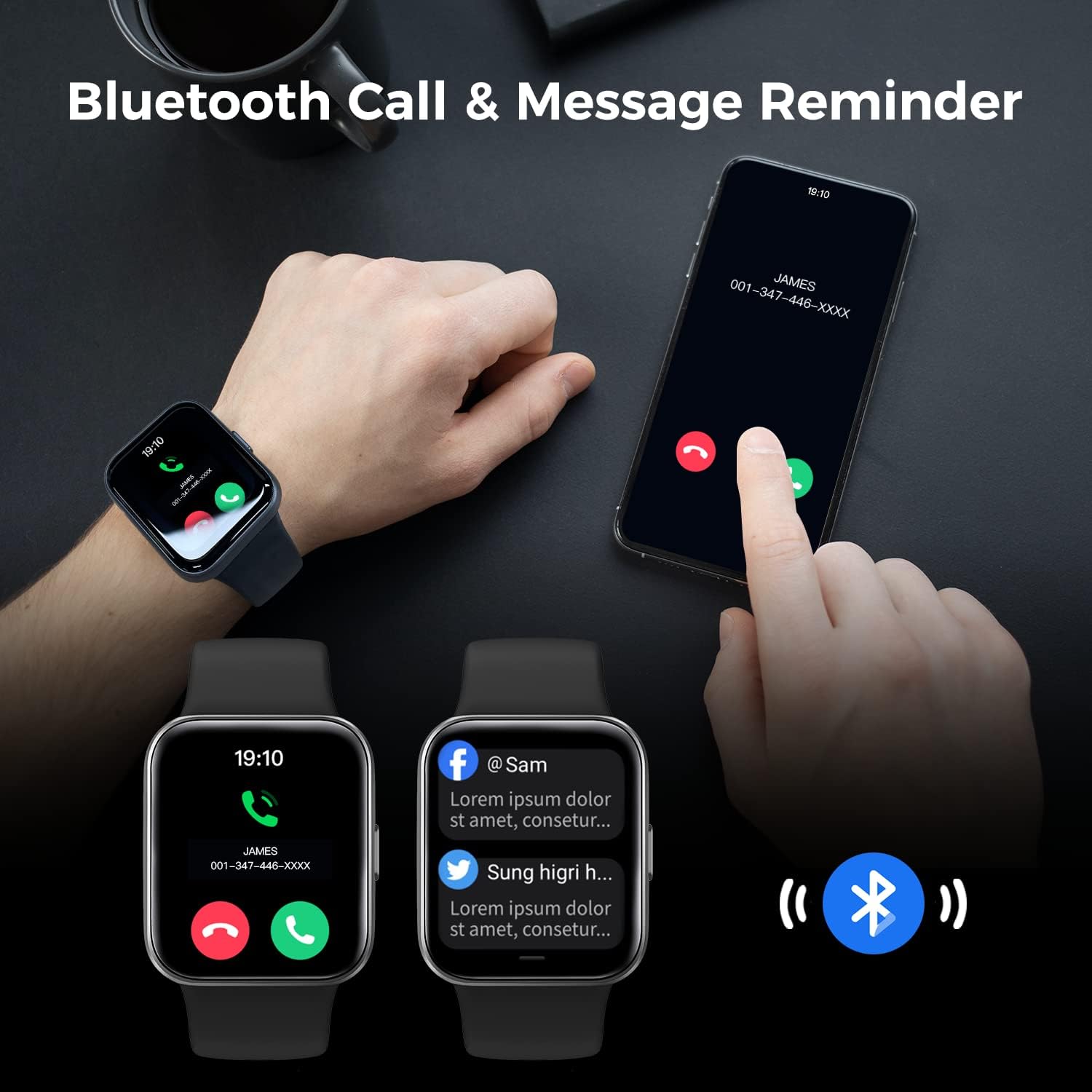 Vibeat IDW26 Smart Watch – 1.83" Smartwatch w/ Alexa,Fitness Tracker,Compatible with iOS/Android ,Black