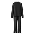 thumbnail image 6 of vigerkar Womens 2 Piece Outfits Casual Sweatsuits Lounge Set Travel Wide Leg Pants Striped Tracksuit (Black, M), 6 of 6