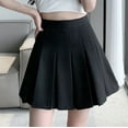 thumbnail image 2 of ZQUUVOU Women's High-Waist Skirt Slim Elastic Casual Pleated Frilly Mini Skirt Black, 2 of 7