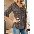 thumbnail image 4 of Weardear Women's Dressy Casual V Neck T Shirts Loose Summer 3/4 Sleeve Puff Tops Ruffle Tunic Blouses, 4 of 6