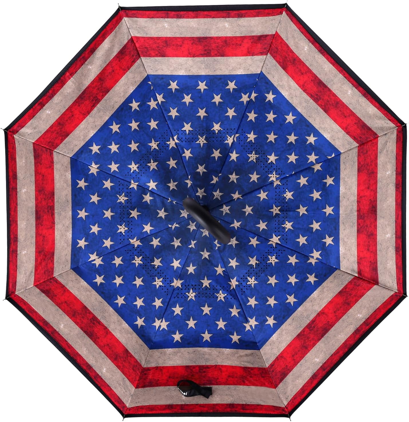 Inverted Umbrella, Windproof Reverse Umbrellas for Rain with Reversible Inside-Out Design Large Upside Down Umbrella for Women & Men with C-shaped Handle (American Flag)