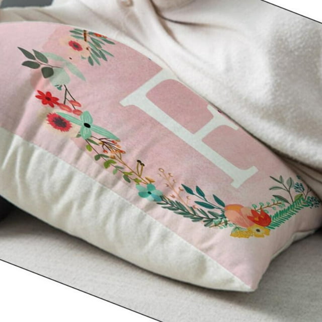 maskred Pillowcase Comfortable Pillow Cover Alphabet Design Floral Printed Pattern Pillow Cover Home Office Sofa Cushion Case 2 1Set