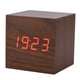 thumbnail image 2 of 6x6x6cm Reloj despertador digital electrónico de madera Temperatura Pantalla LED Control de voz Marrón, 2 of 8