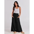 thumbnail image 5 of ANRABESS Womens Wide Leg Pants Summer Casual Palazzo Lounge Pants High Smocked Waist Loose Beach Pants with Pockets, 5 of 12