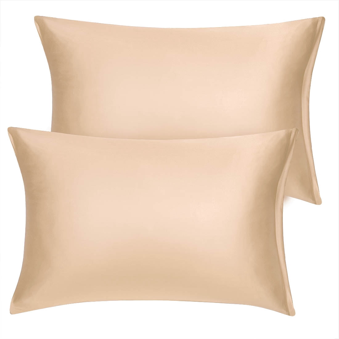 Unique Bargains 2 Pack Silky Satin Pillow Cover Cases Champagne 21" x 37"