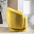 thumbnail image 4 of Silla de barril giratorio de terciopelo de 366 grados, sillón moderno de acento plisado con base resistente y cojín acolchado grueso, 4 of 5