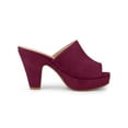 thumbnail image 3 of BLISSFUL STEP Women's Shoes Chunky Platform Open Toe Slides Block Heel Sandals Burgundy 10, 3 of 8