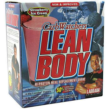 - CarbWatchers Lean Body Strawberry Ice Cream Hi-Protein Meal Replacement Shake Powder, 20 count, 2.87 lb