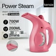 thumbnail image 2 of Kensie Handheld Garment Steamer, 700W Lightweight and Portable Steamer for Clothes, Pink, 2 of 7