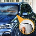 thumbnail image 4 of Foldable Car Windshield Sunshade UV Sun Visor Protector Blocks UV Rays Keeps Vehicle Cool 57x31.5 Inch Orange Car Pattern, 4 of 8