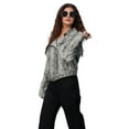 thumbnail image 2 of Charles Pearson Women's Gray Snakeskin Python Genuine Leather Biker  Moto Jacket (Regular Fit), 2 of 12