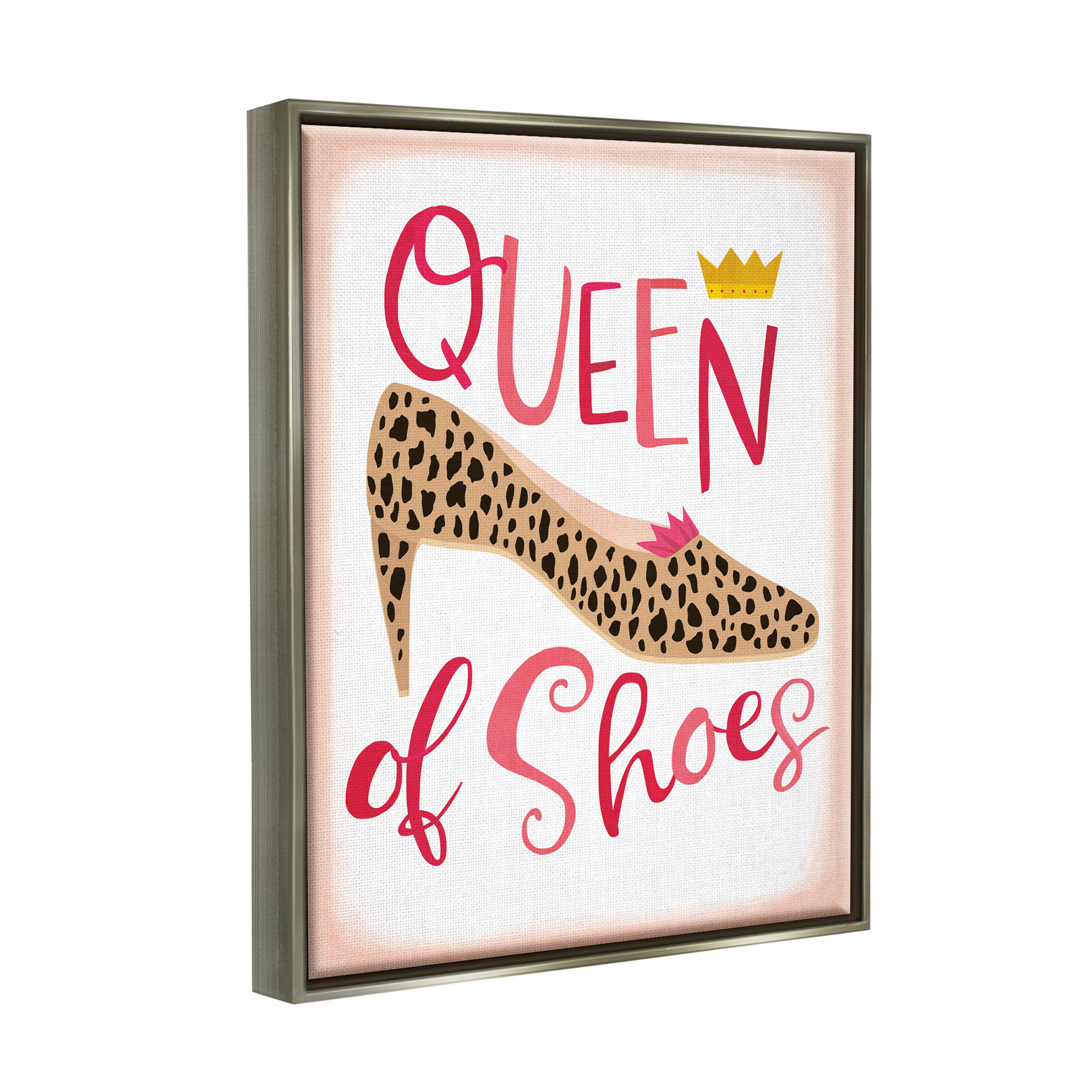 Queen Of Shoes Leopard Pattern Beauty & Fashion Graphic Art Luster Gray Framed Art Print Wall Art