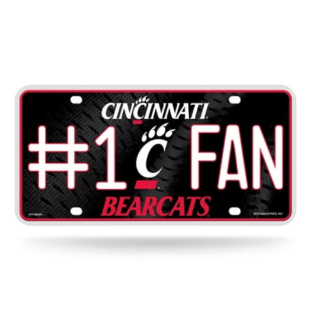 Cincinnati NCAA Bearcats #1 Fan Metal License Plate Tag  - Number One! Let's Go!!