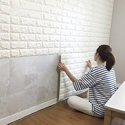 20 Pack 3d Brick Wall Panels Stickers Pe Foam Self Adhesive Wallpaper Removable Decoration Com - Removable Wallpaper Brick Wall
