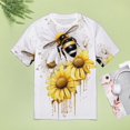 thumbnail image 5 of Bee And Flowers T Shirts Basic T-Shirt Short Sleeve Ladies Tee Shirt Summer Graphic Clothing, 5 of 5