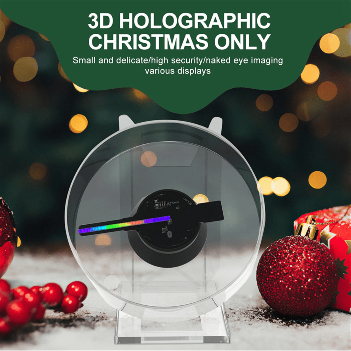 3D Holographic Advertising Light Hologram Projector LED Desktop Screen Fan with Audio Playback Support Images and Video