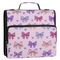 thumbnail image 2 of Water-Resistant 3-Ring Binder Organizer with Multiple Pockets Zipper Binder Bag for Office Bows and Heart Pattern, 2 of 8