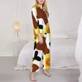 thumbnail image 3 of Balery Cow Print Sunflower Conjunto de Pijama con Estampado para Mujer, Conjunto de Dos Piezas con Manga Larga, Ropa de Dormir Suave con Bolsillos, Pijamas Cómodos-Small, 3 of 7