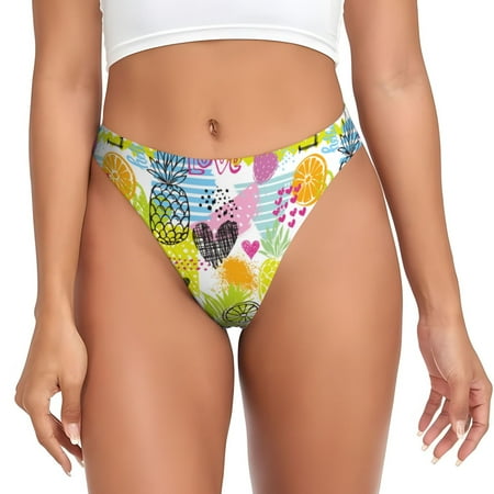 Rateoe Tropical Pineapples Pattern Seamless Women Underwear Thongs No Show Ladies Thong No Line Breathable Comfortable Panties Undies for Women-Small