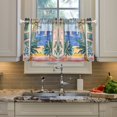 thumbnail image 2 of Yayeee Kitchen Curtains Tier Pair Light Filtering 27"x36" Rod Pocket Short Cafe Window Panel, Seaside Leaves, 2 of 7