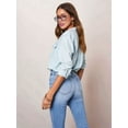 thumbnail image 6 of Women Denim Shirts Button Down Blouse V Neck Casual Tops Light Blue L, 6 of 9