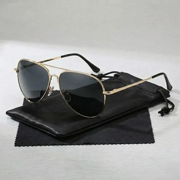 Men's Classic Aviator Polarized Sunglasses Metal Frame Double Bridge Pilot Style