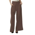 thumbnail image 2 of Brown Womens Pants Wide Leg Tailored Pants for Women Casual High Waist Suit Pants Sweatpants Womens Fashion, 2 of 4