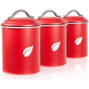 Self-Care Saf-Care Kitchen Canisters - Valentine Red Kitchen Decoration of Canister Set with Multiple Preservation Purposes by Tight Sealed Lids, Good for Wedding Gifts Set of 3, KC002