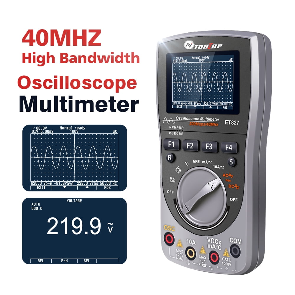 Oscilloscope 2in1 Oscilloscope Multimeter Digital LCD Display Handheld Oscope Meter 40Mhz Bandwidth 120MSPS Sampling Rate Data Storage Function For DIY And Electronic Test