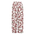 thumbnail image 4 of WTOBBY Women's Casual Wide Leg Pants with Stretch Belt Floral Print Pockets and Adjustable Tie Design for a Comfortable Lightweight Summer Outfit ,Watermelon Red L, 4 of 7