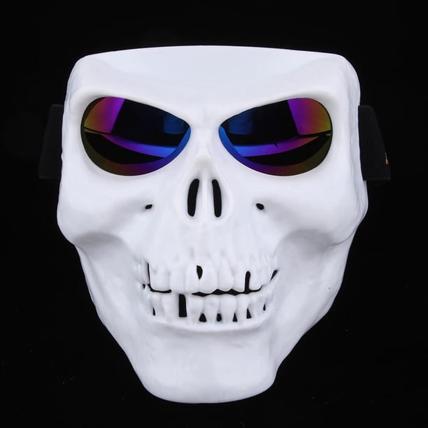 Máscara de Casco de Gafas de Moto de Cráneo Al Aire Libre - Blanco + azul Soledad Máscara de gafas de moto