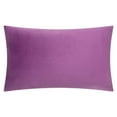thumbnail image 4 of JWH 3D Handmade Aesthetic Velvet Floral Accent Pillow Case Rectangle for Room Decor Girl Gift 12x20inch in Light Purple, 4 of 7