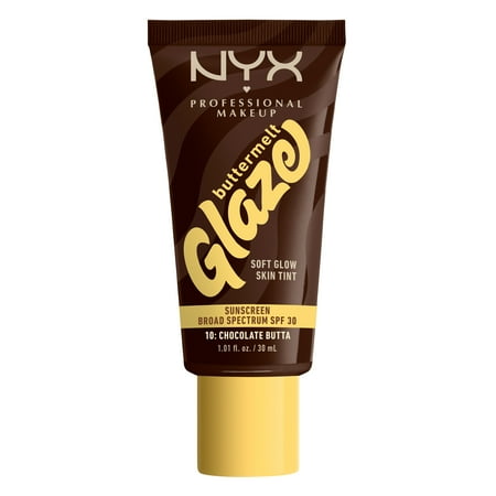 NYX Professional Makeup Buttermelt Glaze Tinted Moisturizer, SPF 30, Chocolate Butta, All Skin Types, 1.01 fl oz