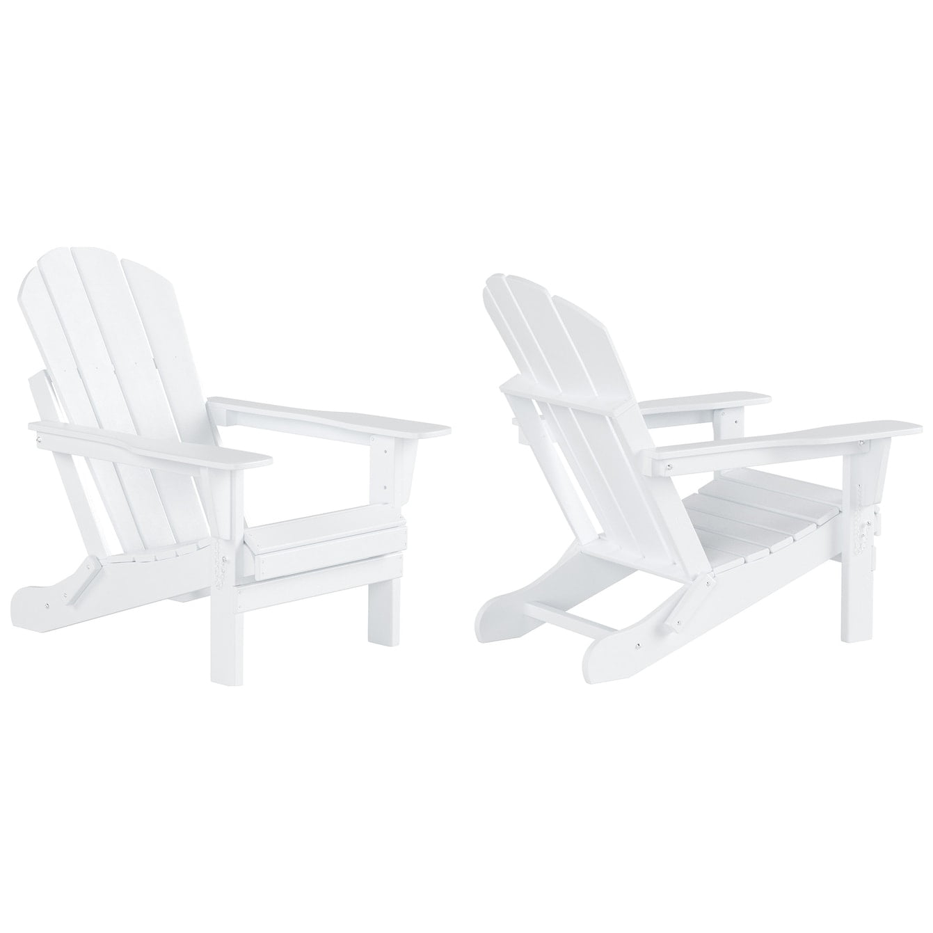 Polytrends  Laguna Hdpe All Weather Outdoor Patio Foldable Adirondack Chairs Conversation Set (3-Piece Set) White