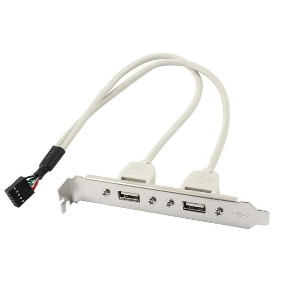 Unique Bargains Motherboard USB Cable 9 Pin Header Cable to 2 x USB 2.0 Type A Female PCI Bracket 11” Length