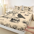 thumbnail image 3 of jejeloiu Gothic Skull Skeleton Bed Sheets,Black Bird Raven King Sheets For Girls Boys 4pcs, 3 of 7