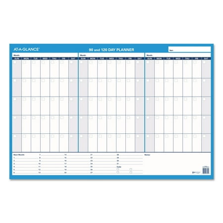 At-A-Glance, AAGPM23928, 90/120-Day Erasable Wall Planner, 1 Each, Blue