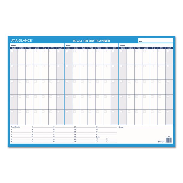 At-A-Glance, AAGPM23928, 90/120-Day Erasable Wall Planner, 1 Each, Blue ...